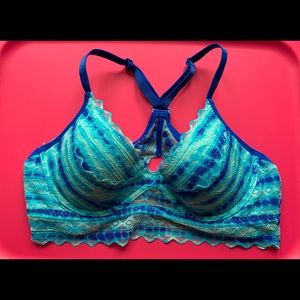 PINK Blue Tie Dye Racer Back Padded Bralette